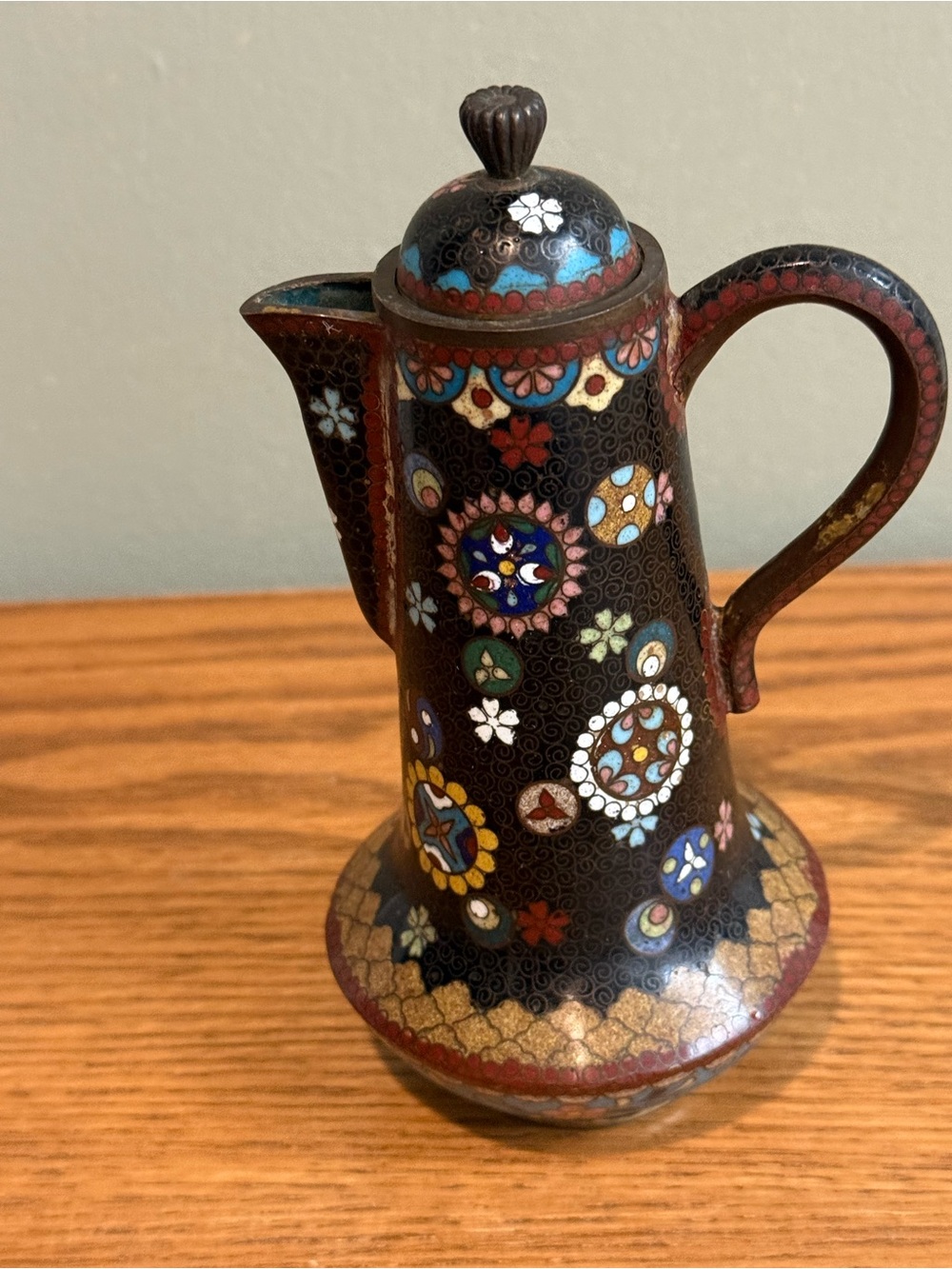 Antique Japanese Cloisonné Miniature Teapot Meiji Period 6 in